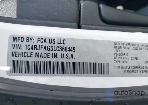 2020 Jeep Grand Cherokee Laredo E 4X4 из США, поврежденный, VIN 1C4RJFAG5LC360449